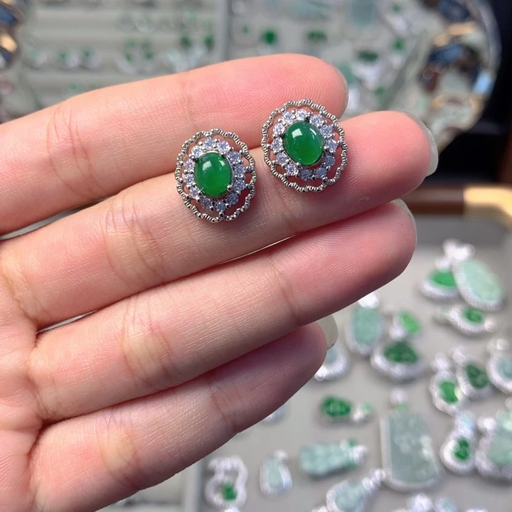 翡翠未镶嵌耳饰耳钉