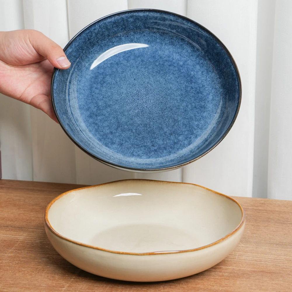 【瑕疵】深盘釉下彩陶瓷窑变釉组合两个装C2B/B4D