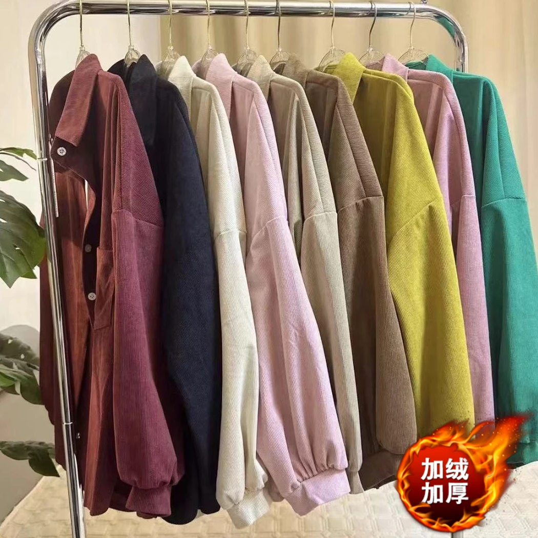 【加绒加厚】2025秋季长袖外套女新款女装宽松显瘦时尚休闲百搭衬衫