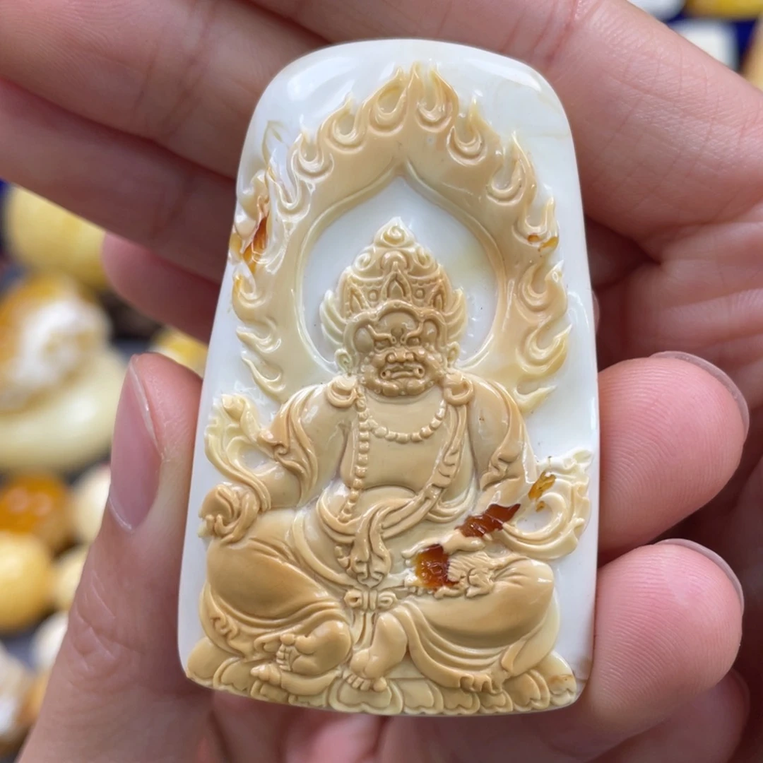 蜜蜡裸石未镶嵌琥珀蜜蜡黄财神