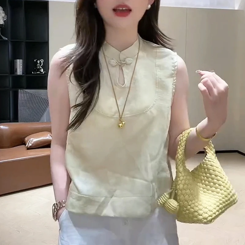 2025夏季国风复古盘扣打底宽松中式上衣小众新款气质内搭女款