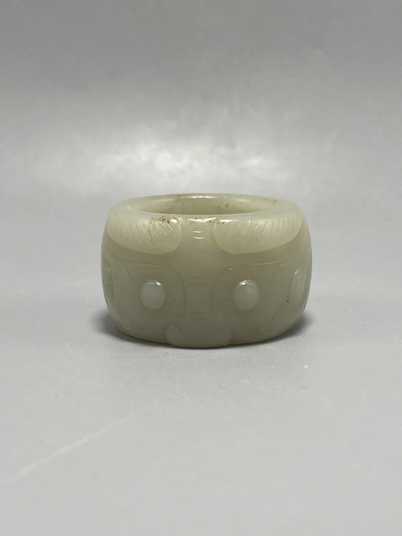 周期和田白玉高古人面玉扳指