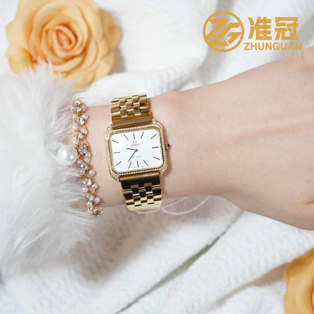95新 Omega/欧米茄 28*22mm手动机械YK5059碟飞后钻瑞士名表杏1