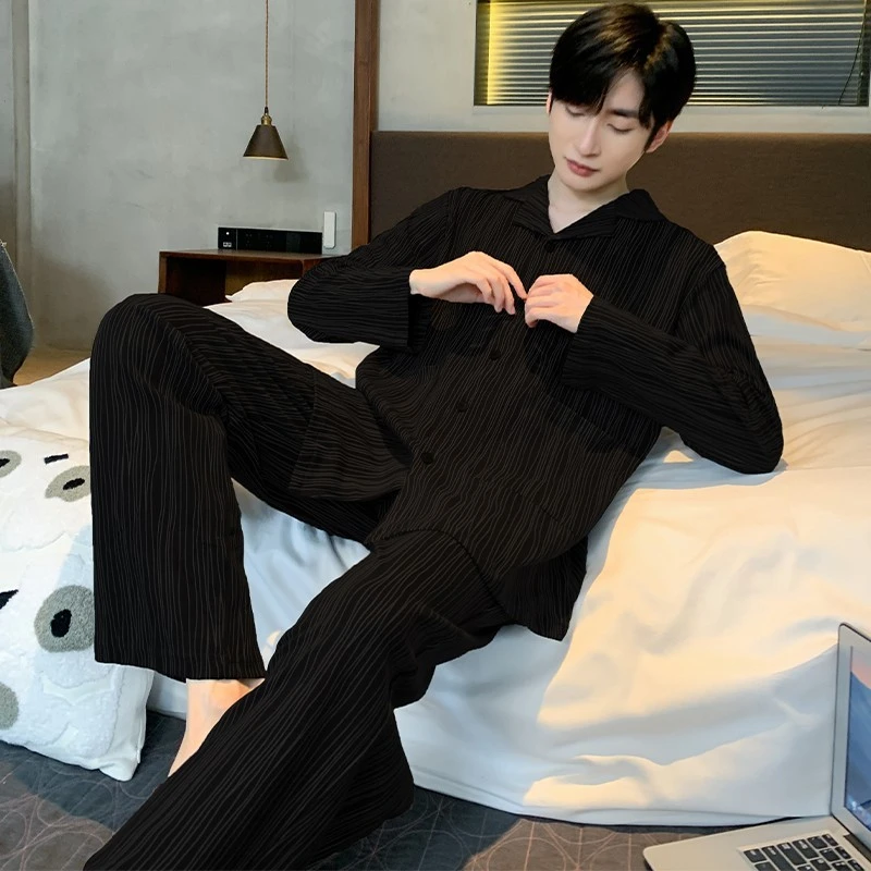 男士睡衣春秋款纯棉长袖秋冬纯棉男式夏季四季大码家居服套装