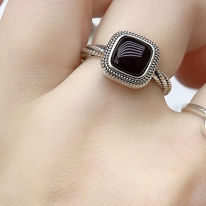 血珀戒指银S925镶嵌天然