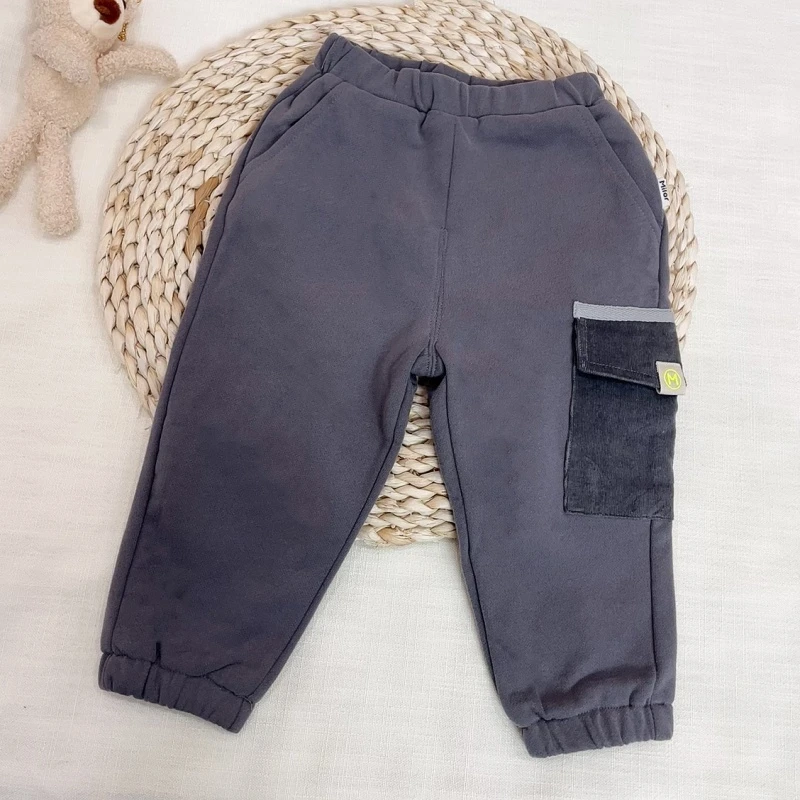 米乐熊双层【很软乎~】侧贴袋针织长裤1359