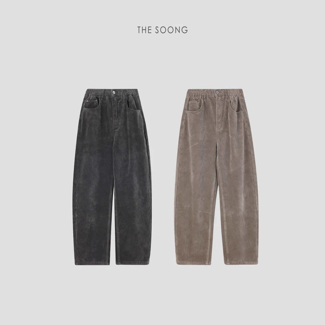 THESOONG|‘约恩美学’加绒加厚保暖舒适松紧中腰休闲裤HWKZ6029