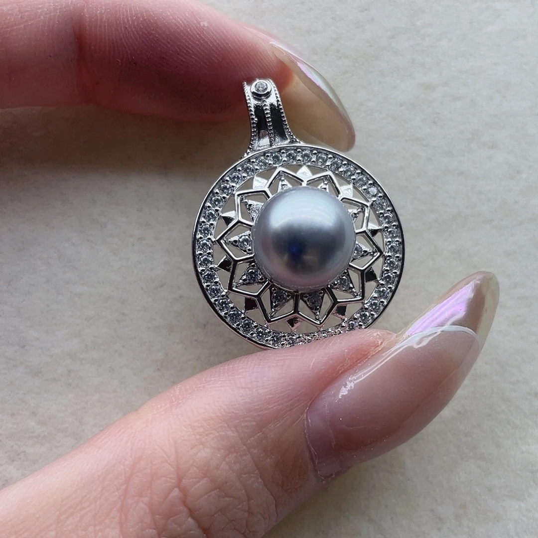 银S925镶嵌吊坠93海水珍珠