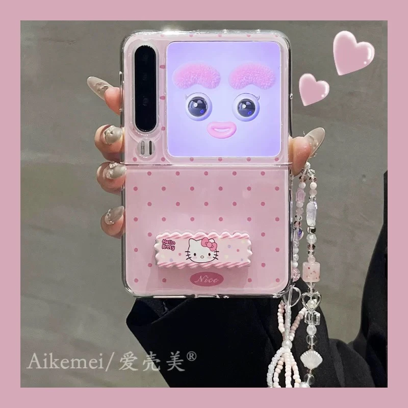 可爱KT猫折叠支架适用华为PuraX折叠屏p50pocket手机壳三星Zflip6