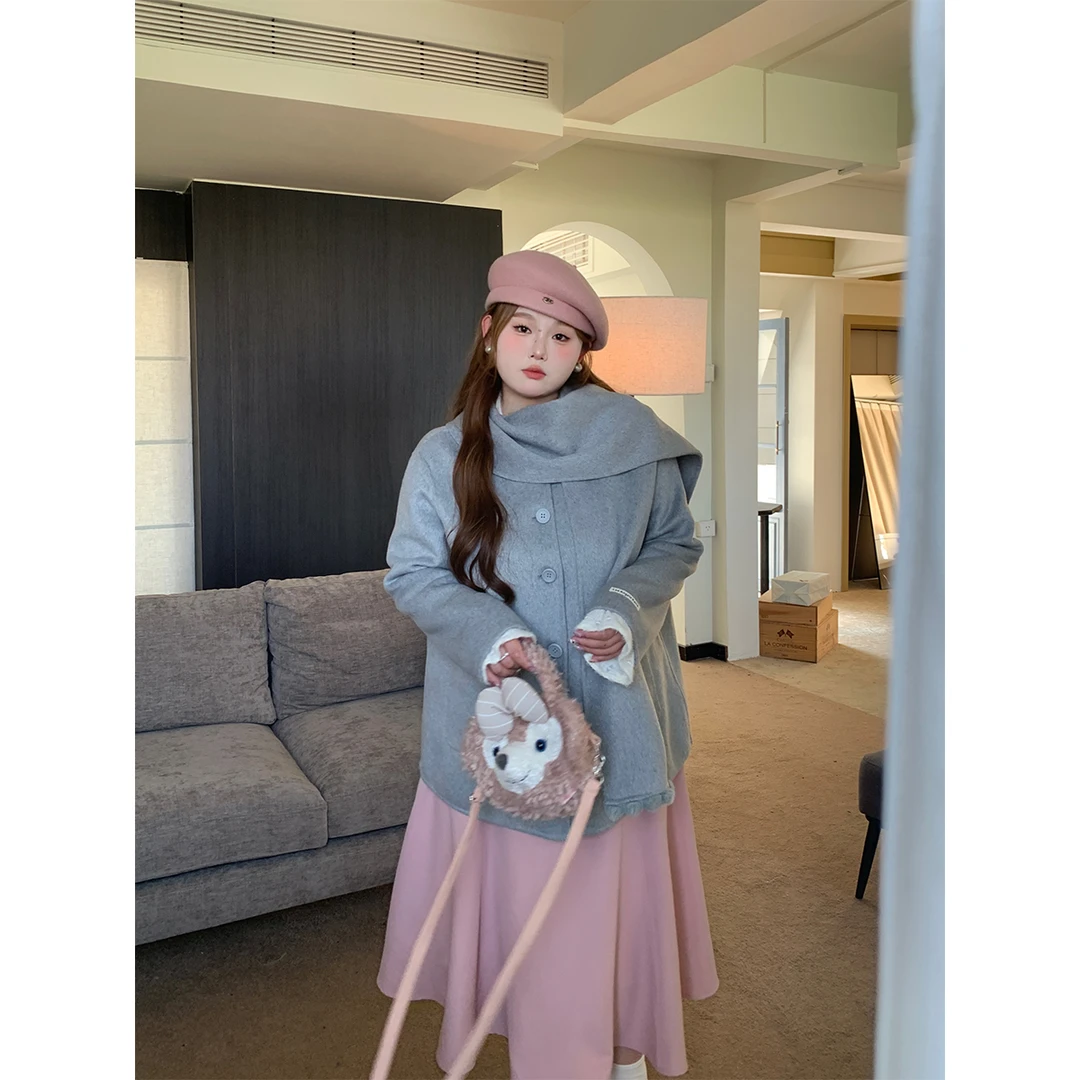 286徐达布 冬季氛围感慵懒宽松设计感双面呢外套大衣 N13825C34