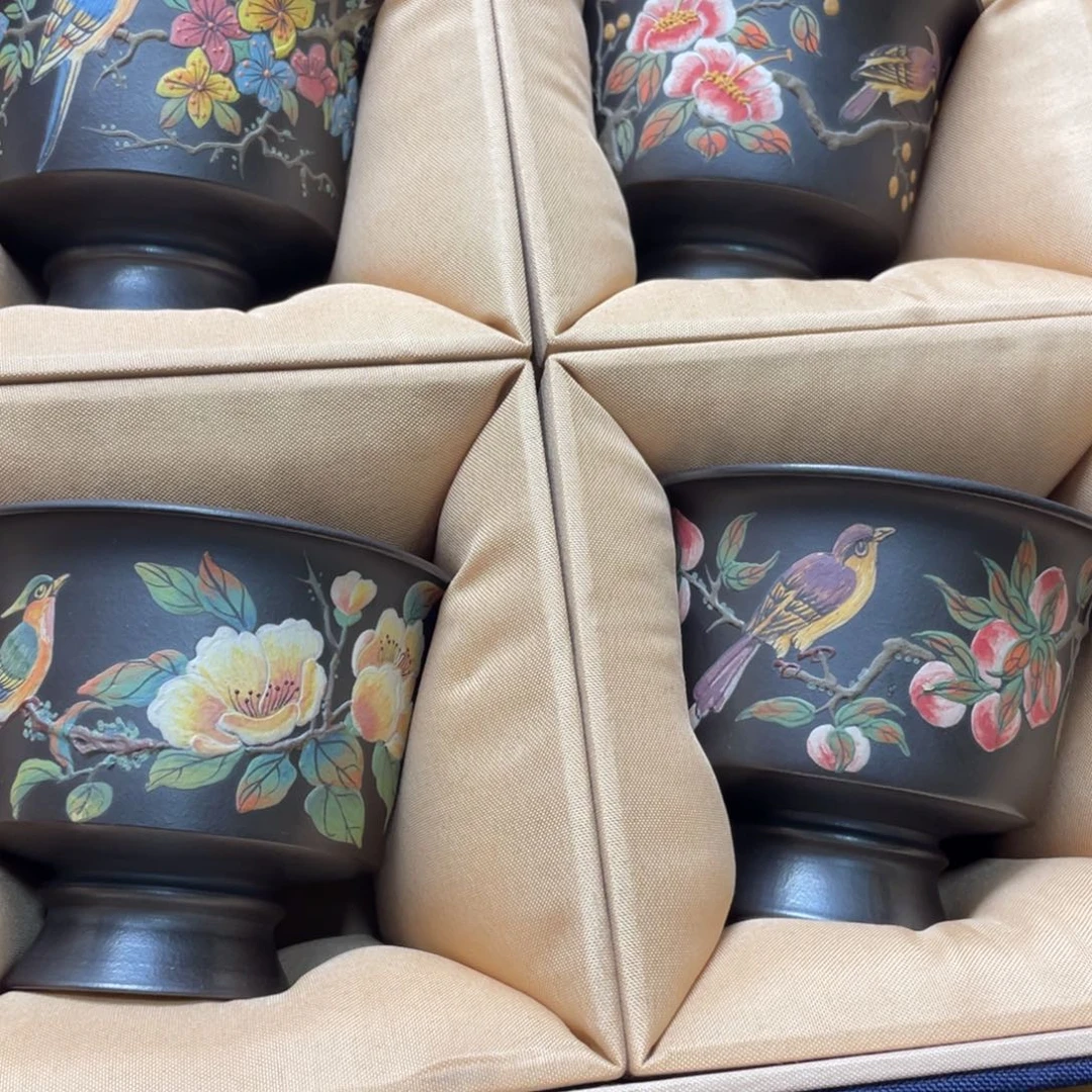 紫砂茶杯紫砂一套4个