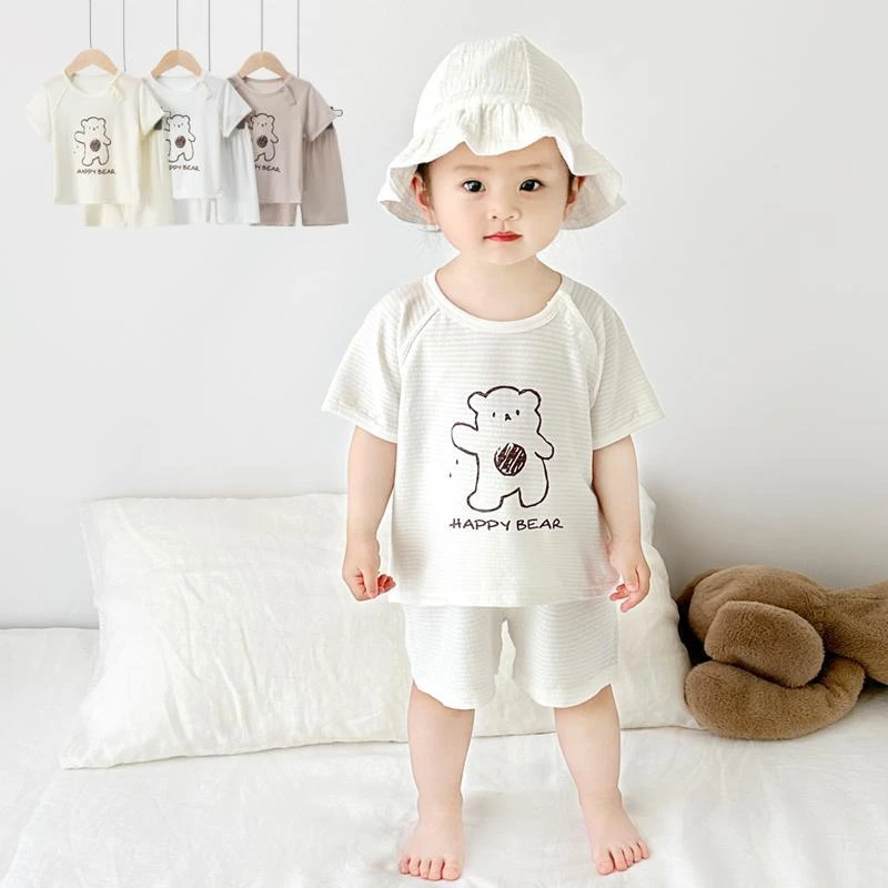 夏季儿童短袖套装小童薄款凉快两件套男女宝宝休闲家居服夏装0-1