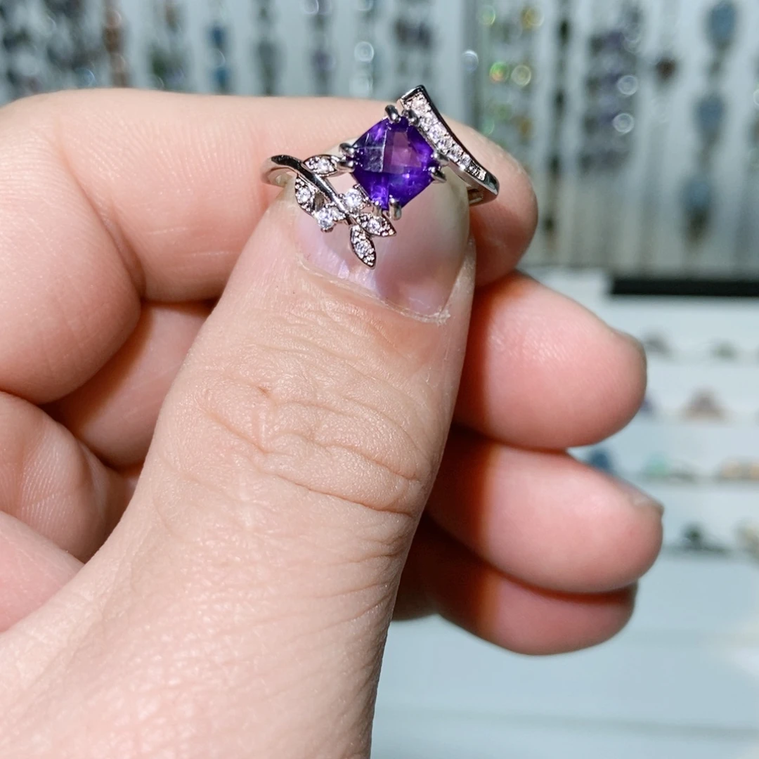 绿水晶戒指银S925镶嵌