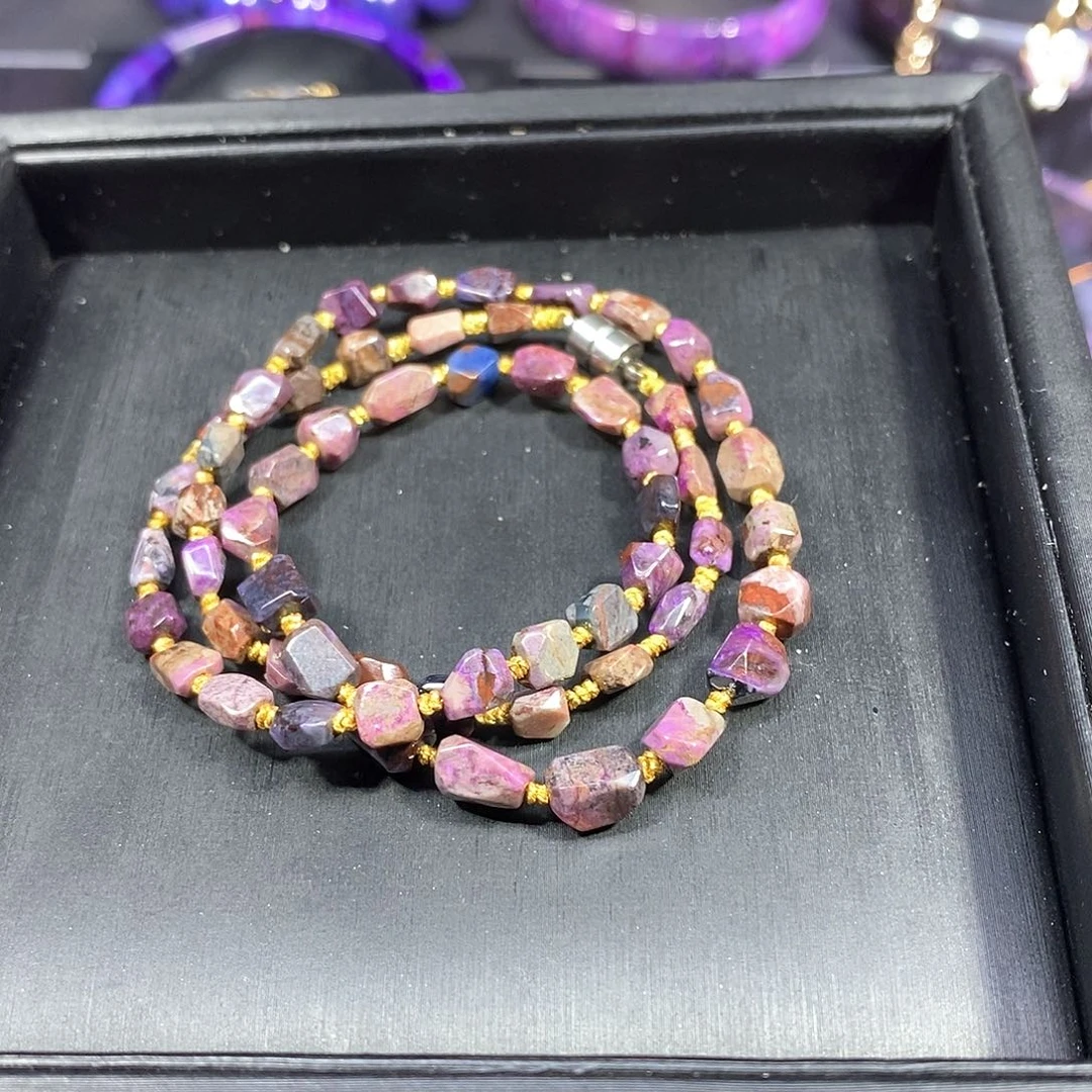 苏纪石（舒俱来）未镶嵌南非舒俱来樱花油画钻切项链，放漏