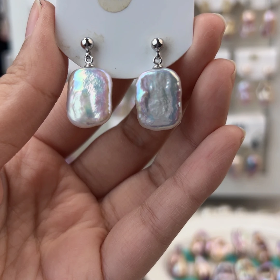 淡水珍珠耳饰银S925镶嵌