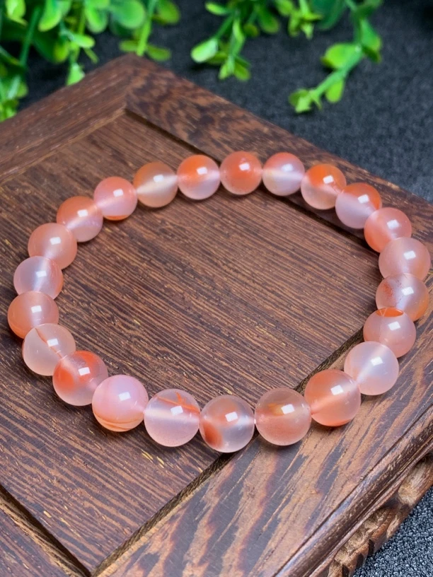 天然南红九口8m+冰飘手链手串女款百搭女士