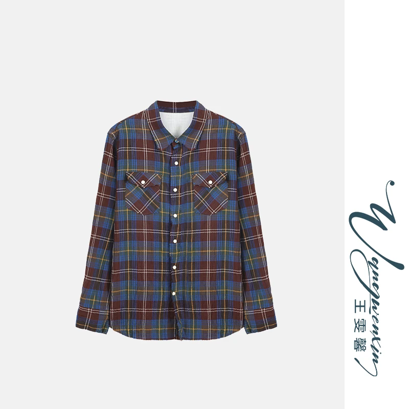 【王雯馨】“回忆 ”褶皱肌理 格子 松软舒适 百搭时髦 显瘦流苏衬衫