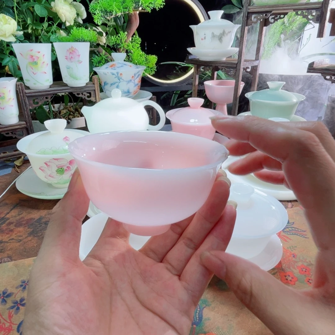 冰晶璞玉粉黛花口杯