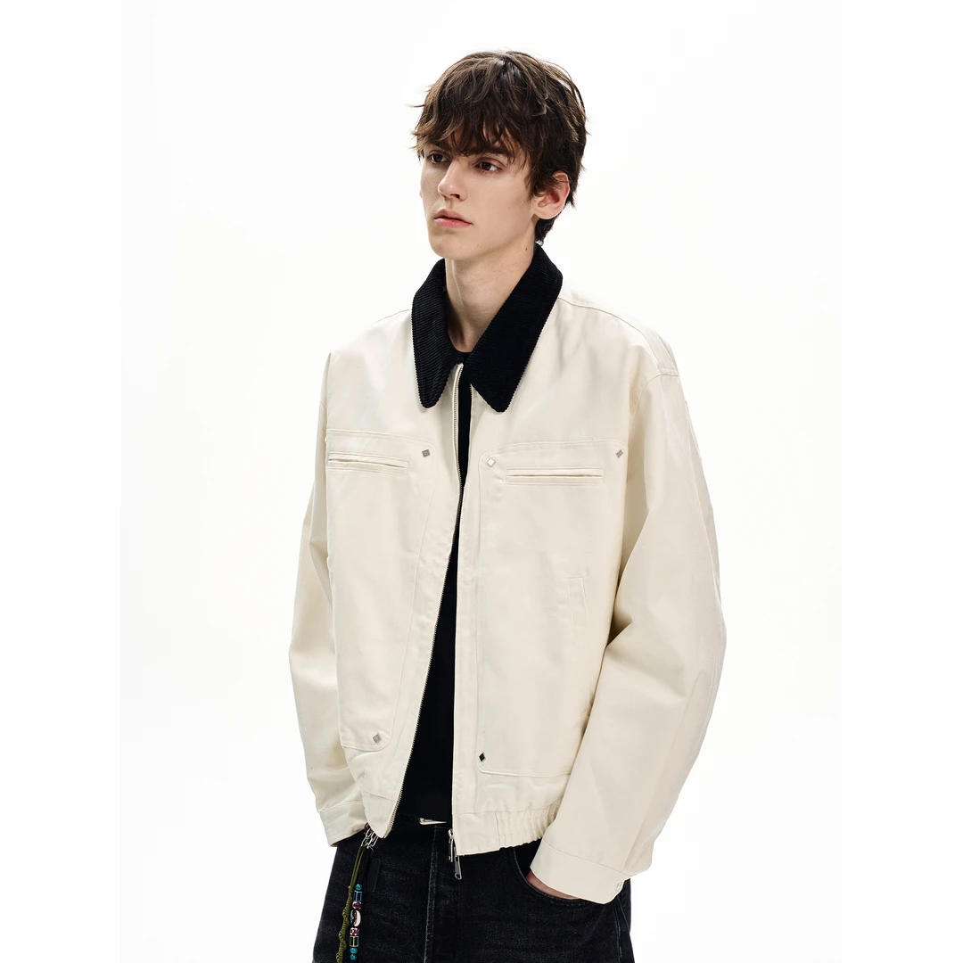 美式cleanfit莱赛尔天丝棉工装口袋撞色夹克男女早秋外套