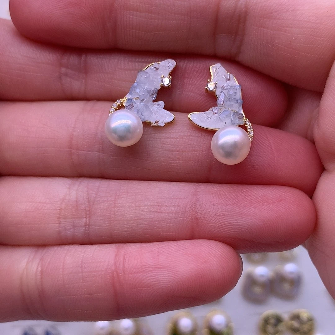 淡水珍珠耳饰合金