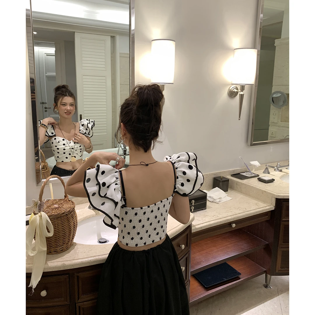 【不止一点点】三穿可拆卸飞飞袖抹胸衬衫4308