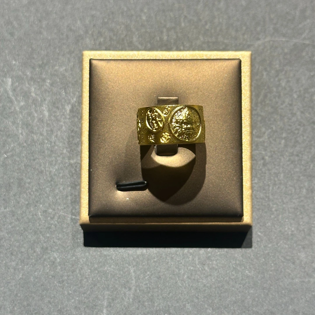 足银戒指 黄财神吉言戒指