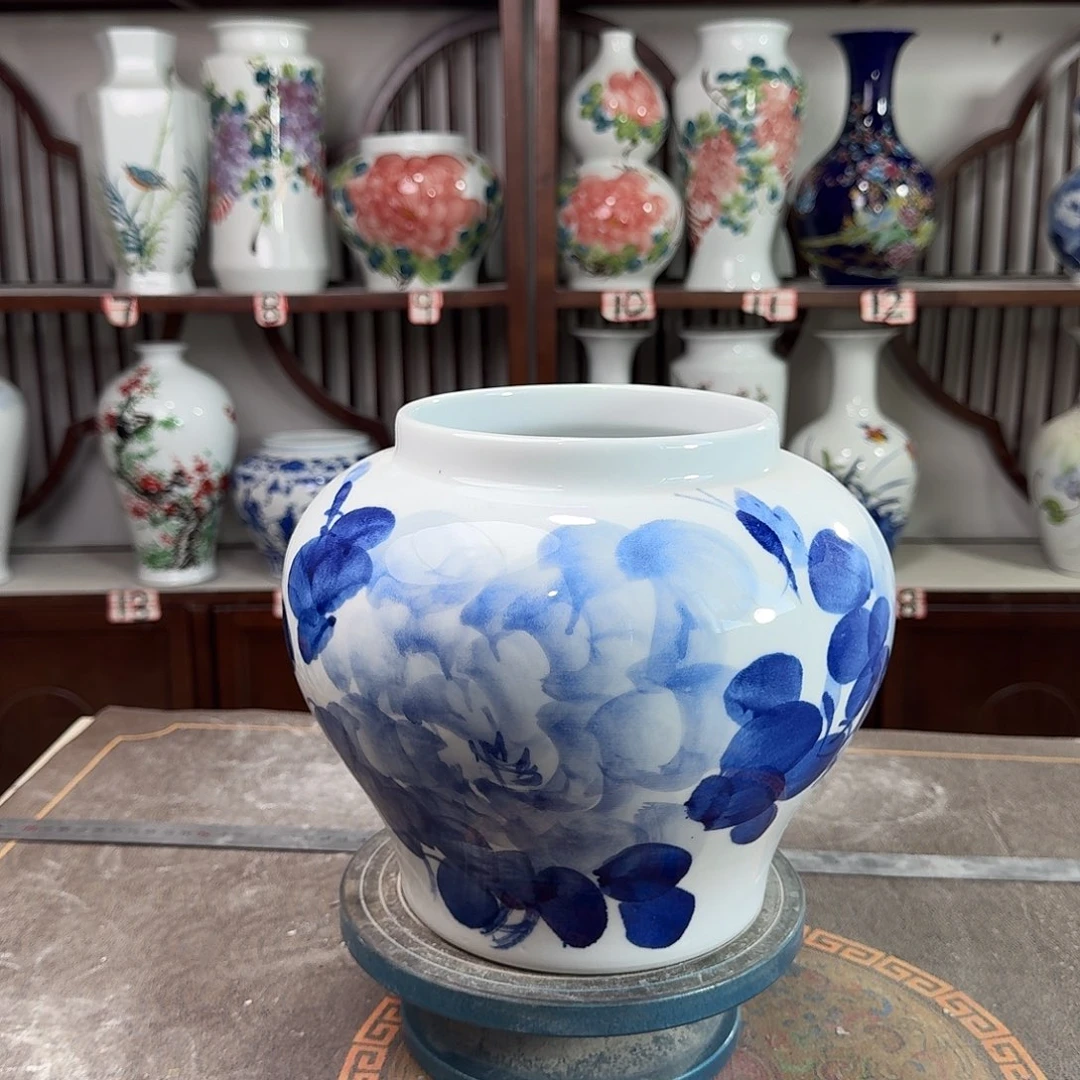 陶摆件景德镇陶瓷大口青牡