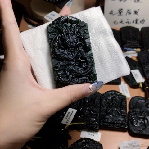 哥***气天然缅甸a货钢琴黑挂件