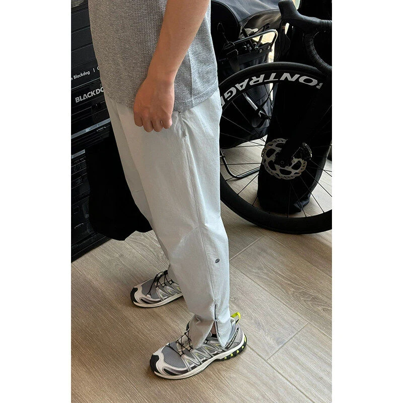 裤脚拉链冰丝速干裤男夏薄款户外运动工装冲锋裤高弹力显瘦休闲裤