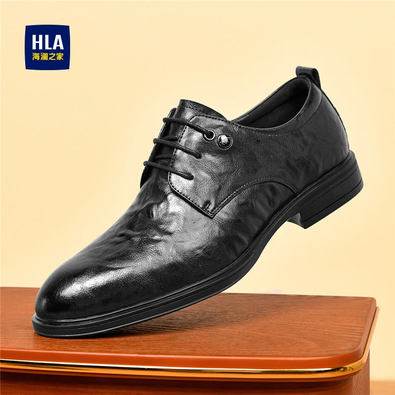 HLA/海澜之家男新款鞋正装尖头增高皮鞋高档商务春秋结婚新郎鞋子