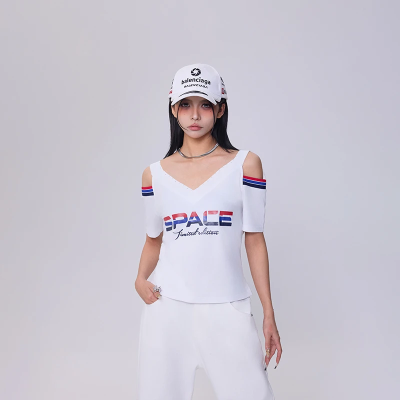 短袖运动白色时尚休闲女士夏季修身上衣x50948