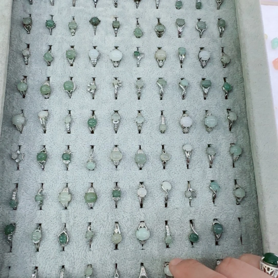 翡翠合金戒指缅料