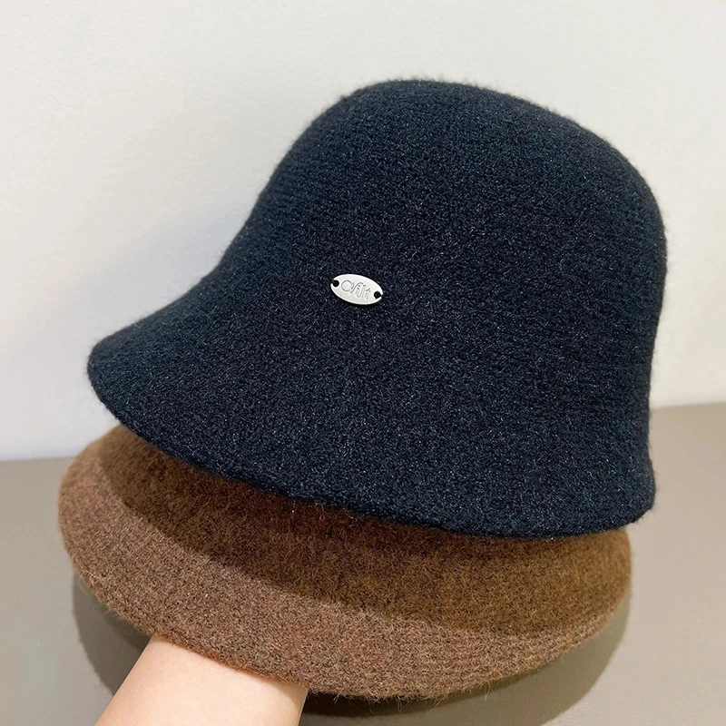 2025秋冬不规则帽沿渔夫帽子女百搭休闲高级毛绒遮脸保暖防风渔夫