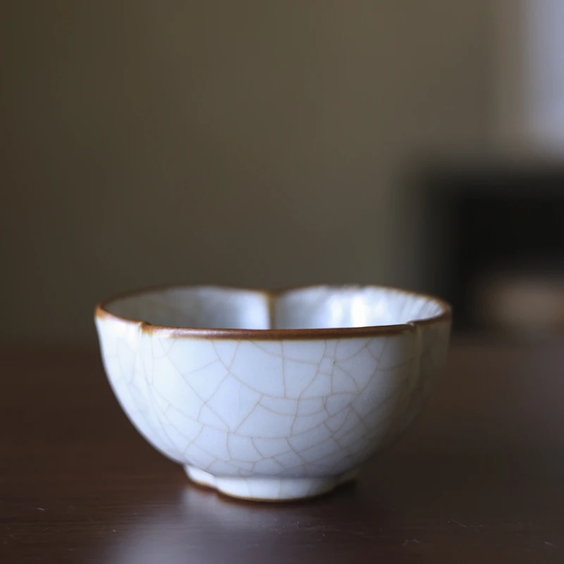 江祖清 荷花杯陶瓷冰裂纹罗汉杯主人杯（X7478）