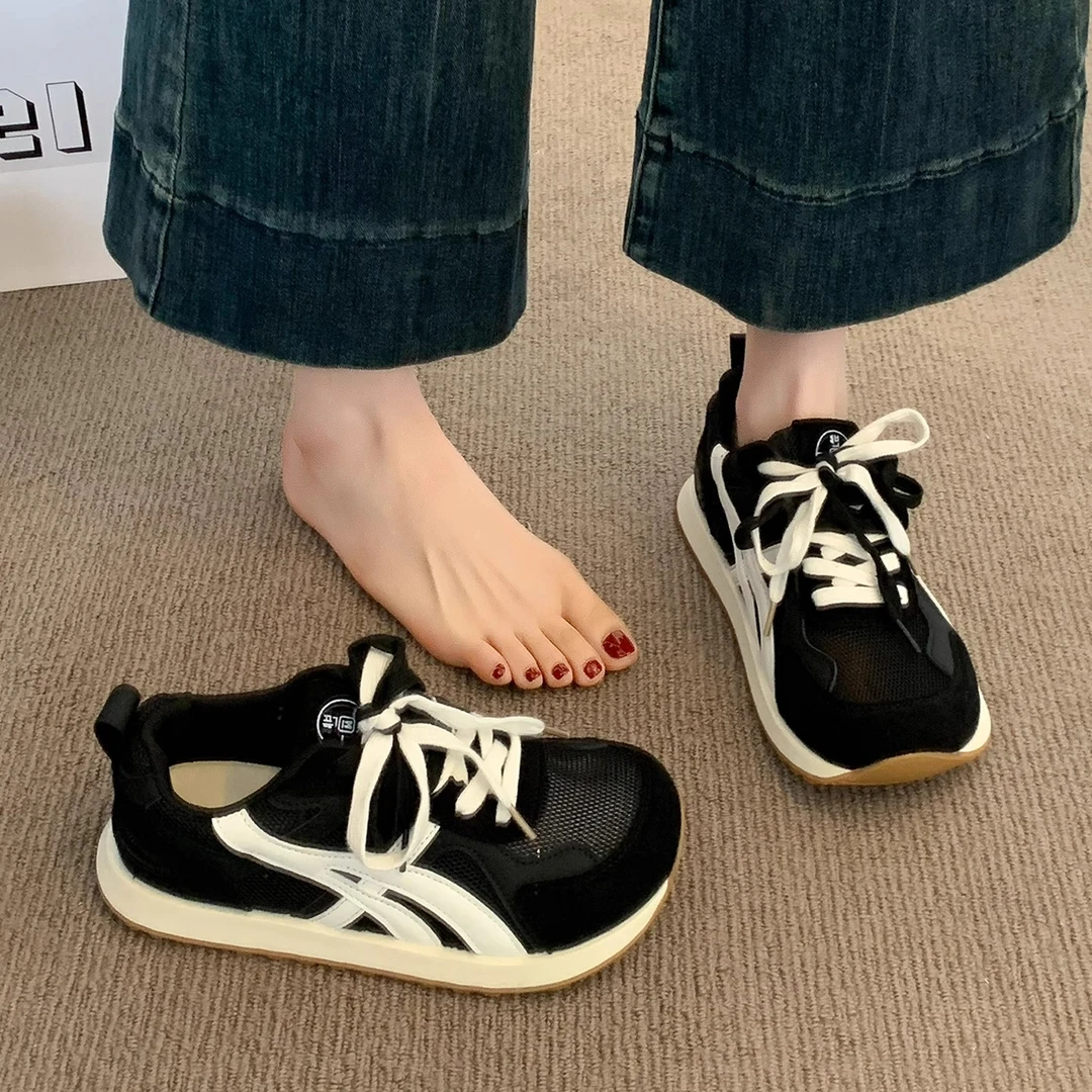 Moleubak透气网面鞋女2025新款夏季百搭阿甘鞋配裙子休闲运动鞋