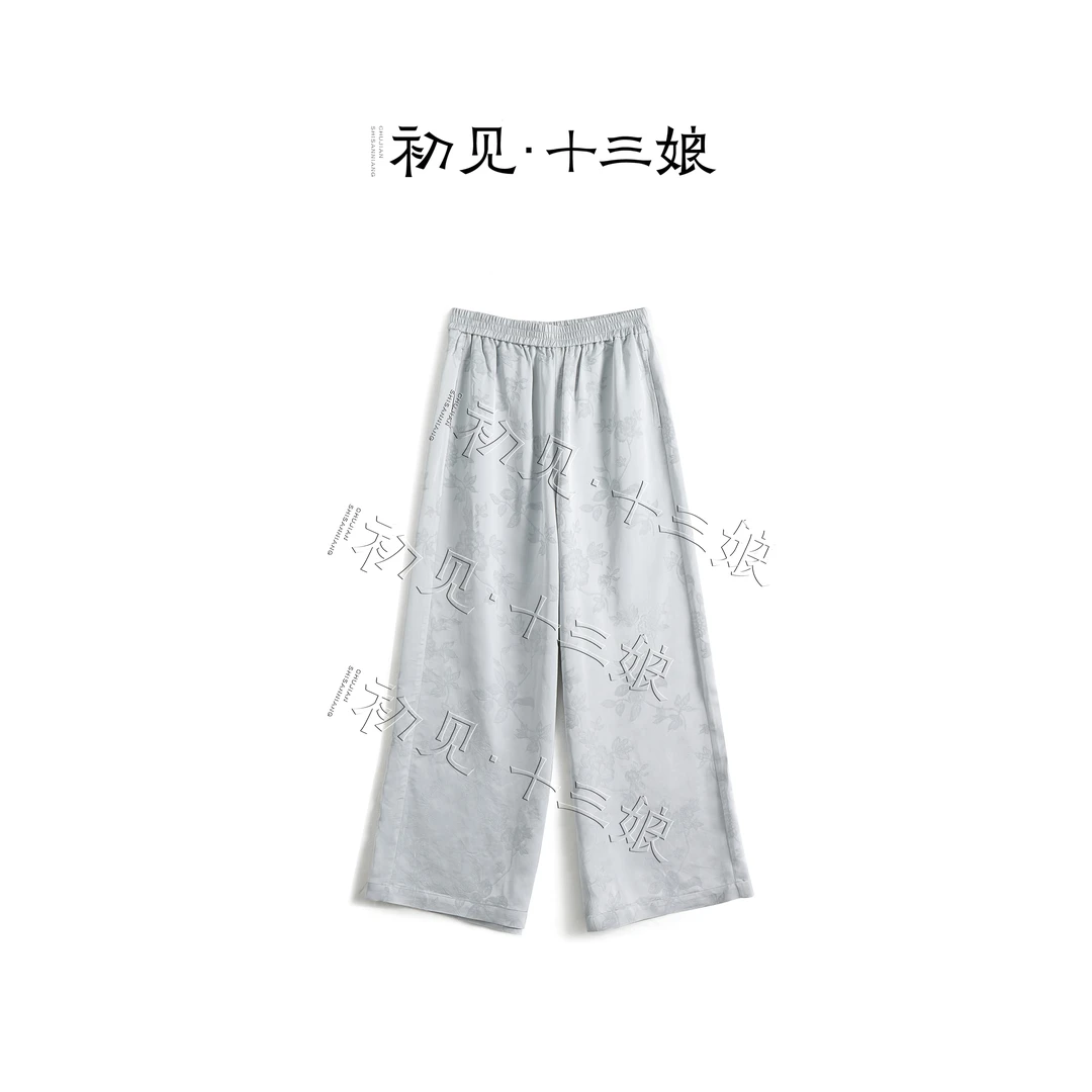 初见十三娘『梦蝶』新中式国风手工高定人丝阔腿裤裤子百搭夏季日常