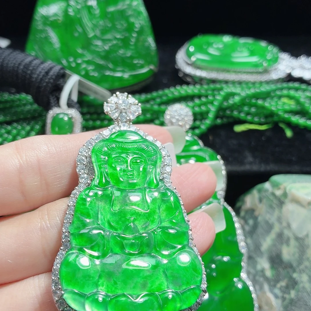 翡翠银S925镶嵌颈饰11