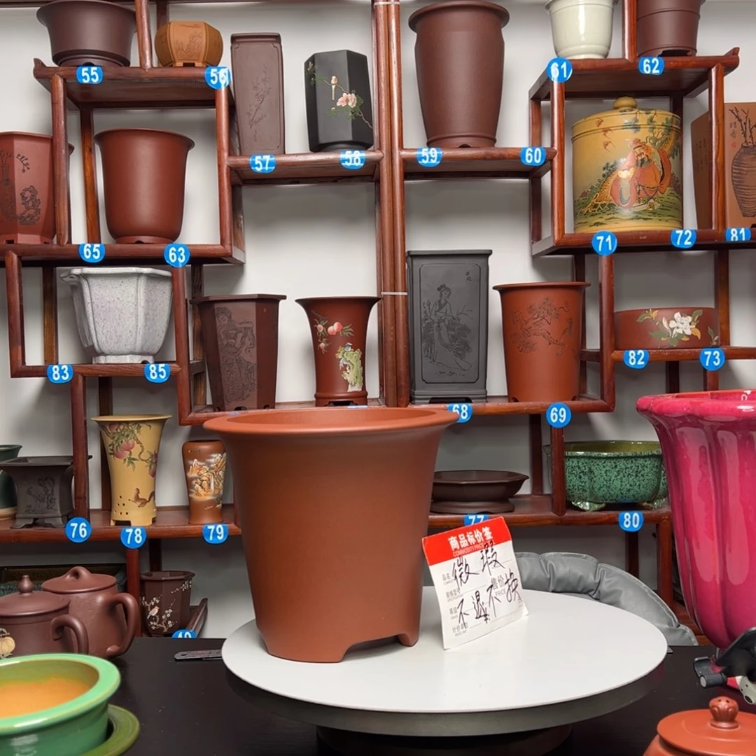 紫砂花盆小*圆斗花盆