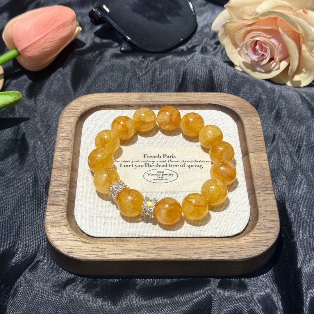 天然黄胶花水晶手串手链 多样性发其一Z467