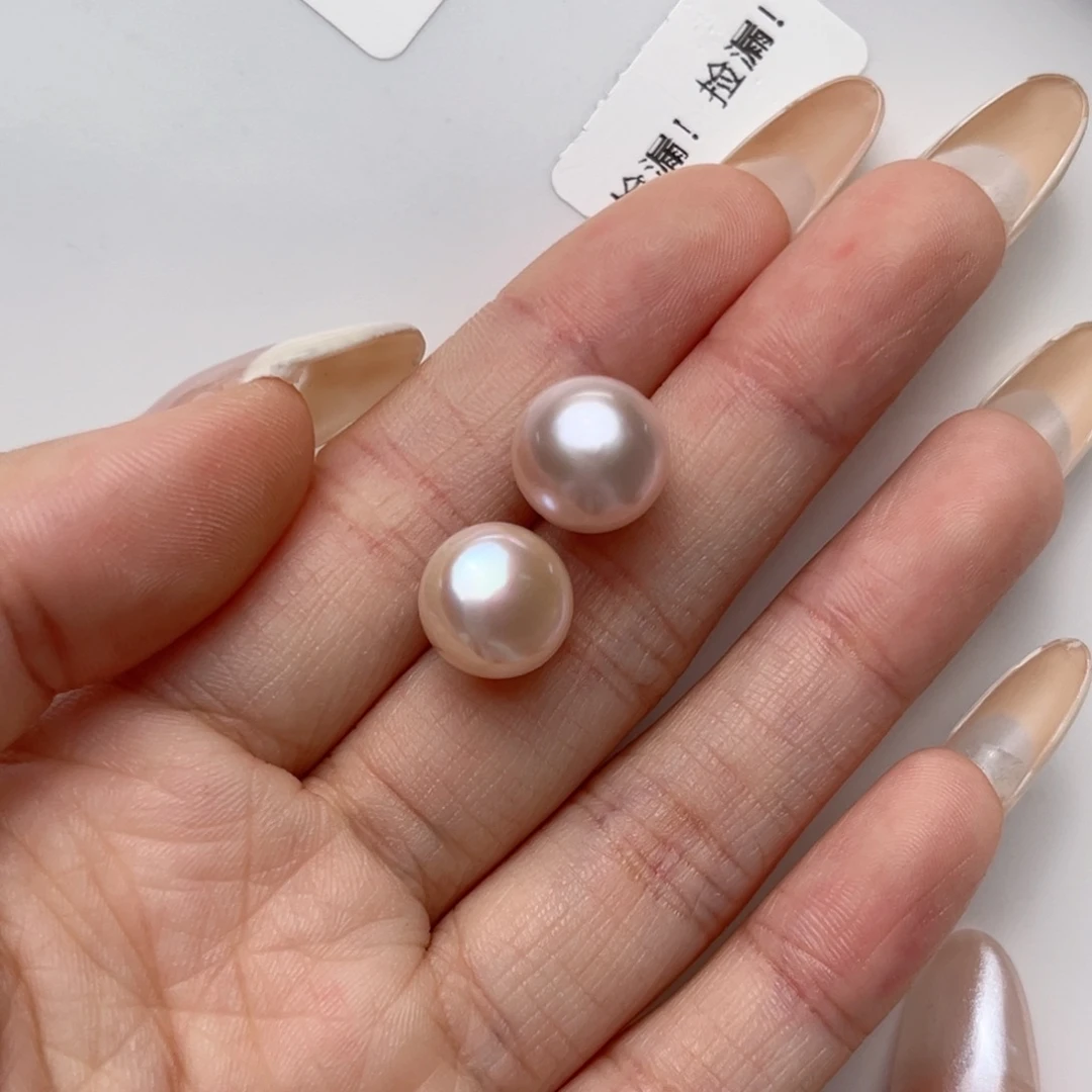 淡水珍珠银S925镶嵌颈饰耳钉11mm