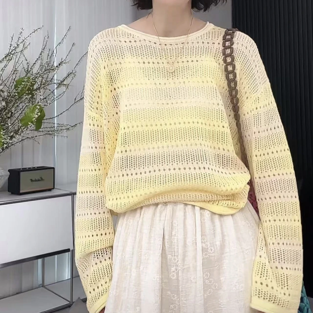 镂空针织衫女2025新款春夏高级感慵懒风洋气别致罩衫设计感上衣