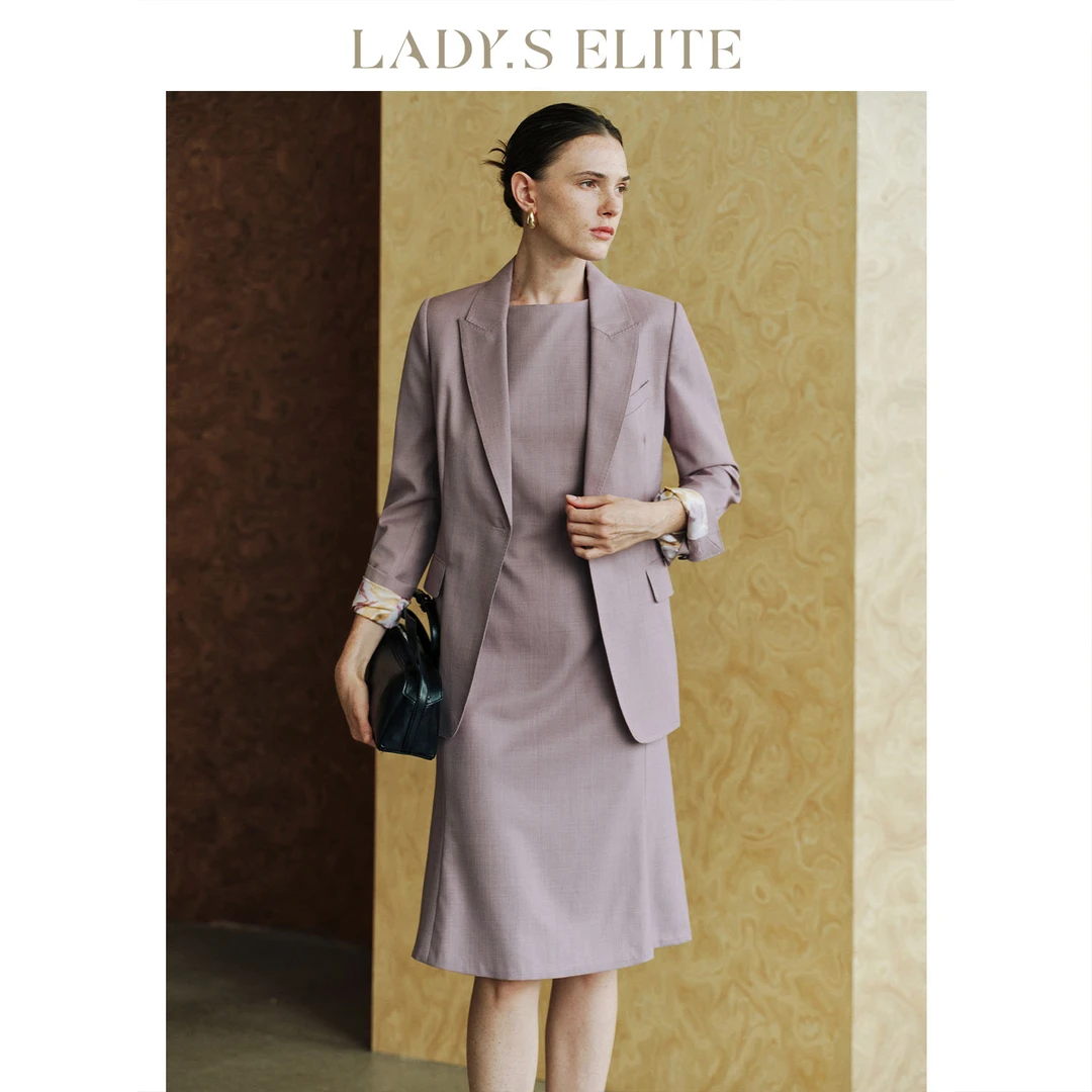 LadySElite【纸片人】绵羊毛西装外套女连衣裙套装25早秋新款气质