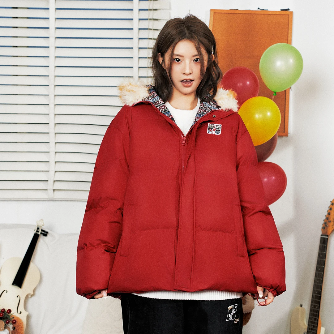 NSTNEW START发芽计划复古民族风氛围感毛领连帽棉服毛茸茸外套