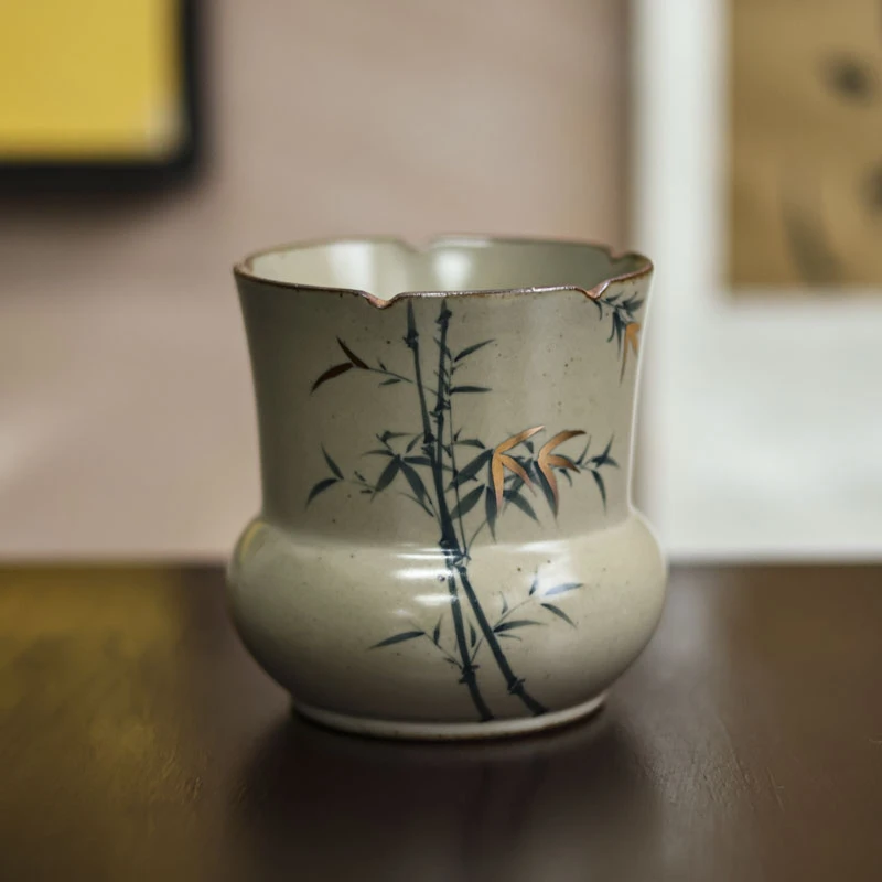 阿茶 仿古描金竹大六君之建水茶道零配（Q3703）