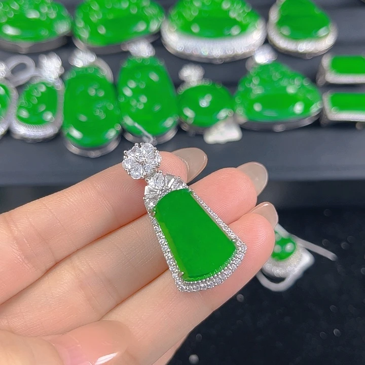 翡翠银S925镶嵌吊坠(不含链)