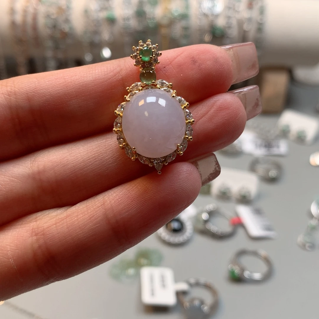 翡翠银S925镶嵌颈饰K**-吊坠7