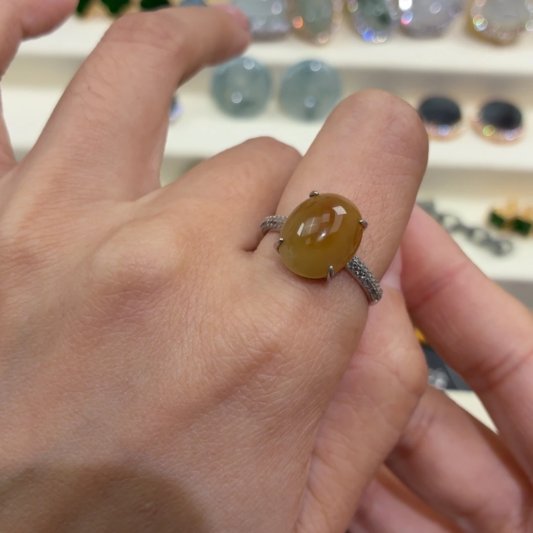 翡翠银S925镶嵌颈饰戒指