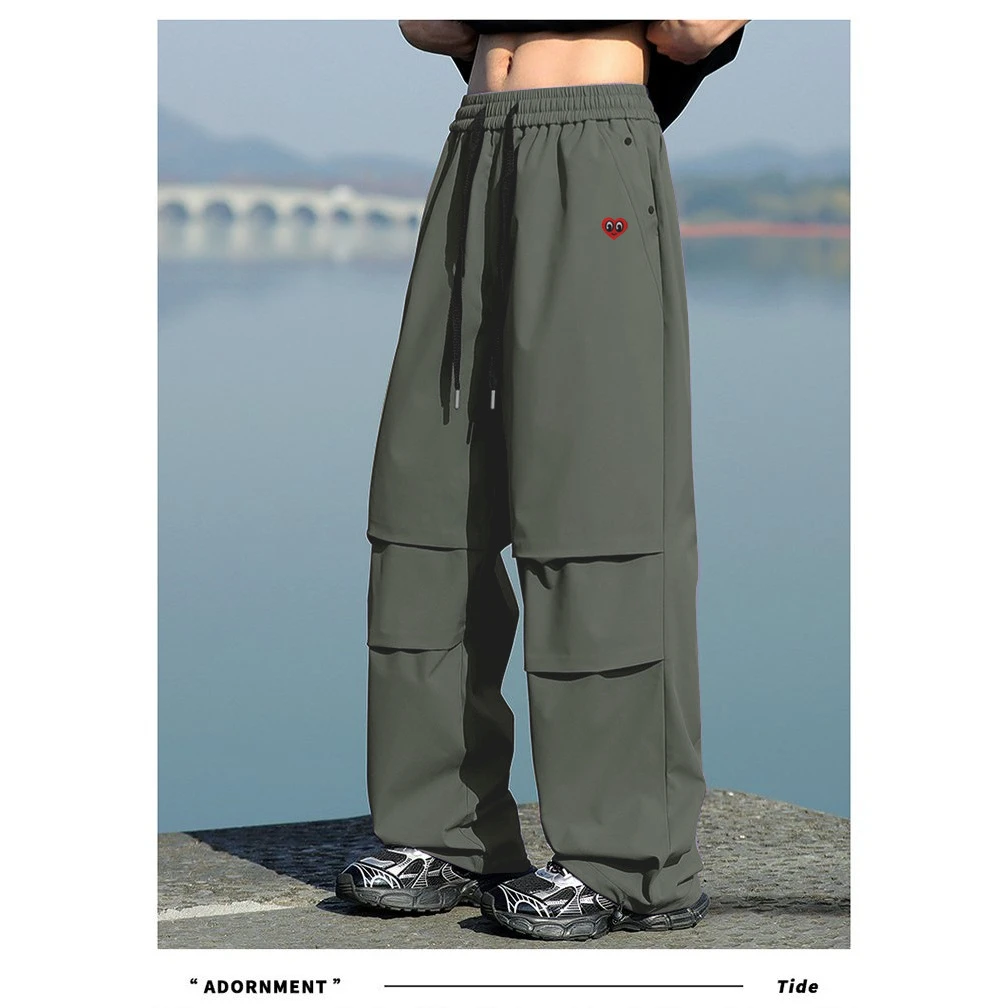 【秋冬新品】ART桃心褶皱阔腿伞兵工装裤（6688）