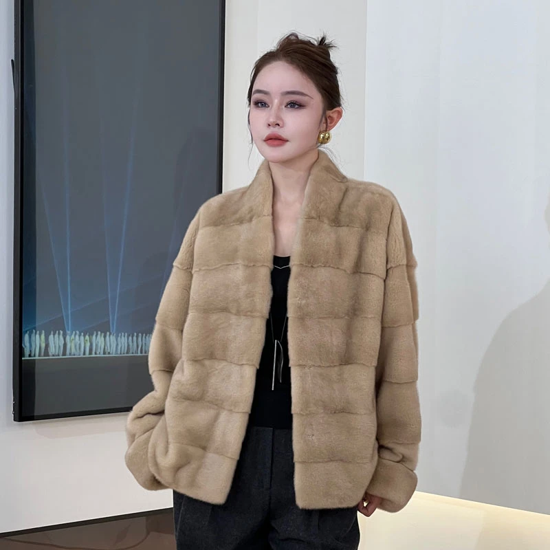 【可可】2025年新款进口天鹅绒水貂皮草女整貂貂皮大衣外套