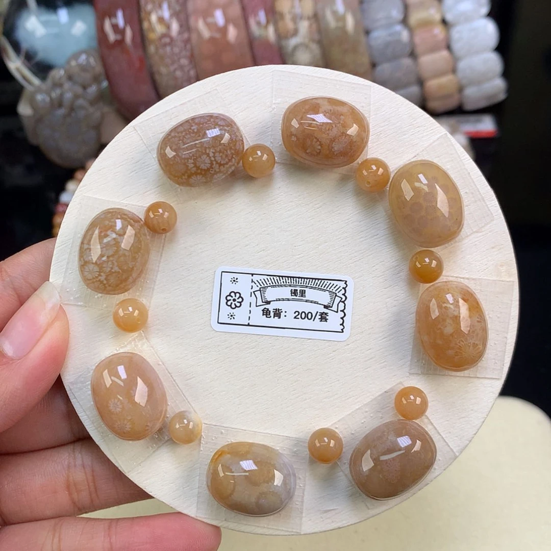 【闪购商品】颈饰未镶嵌硅化珊瑚（珊瑚玉）74号富甲套装